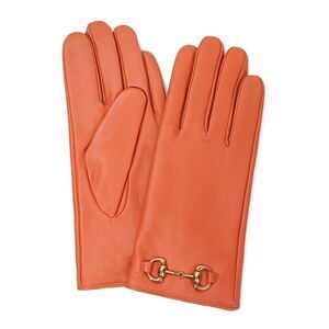 Tiffany & Fred Paris Cashmere-Lined Leather Gloves, Orange